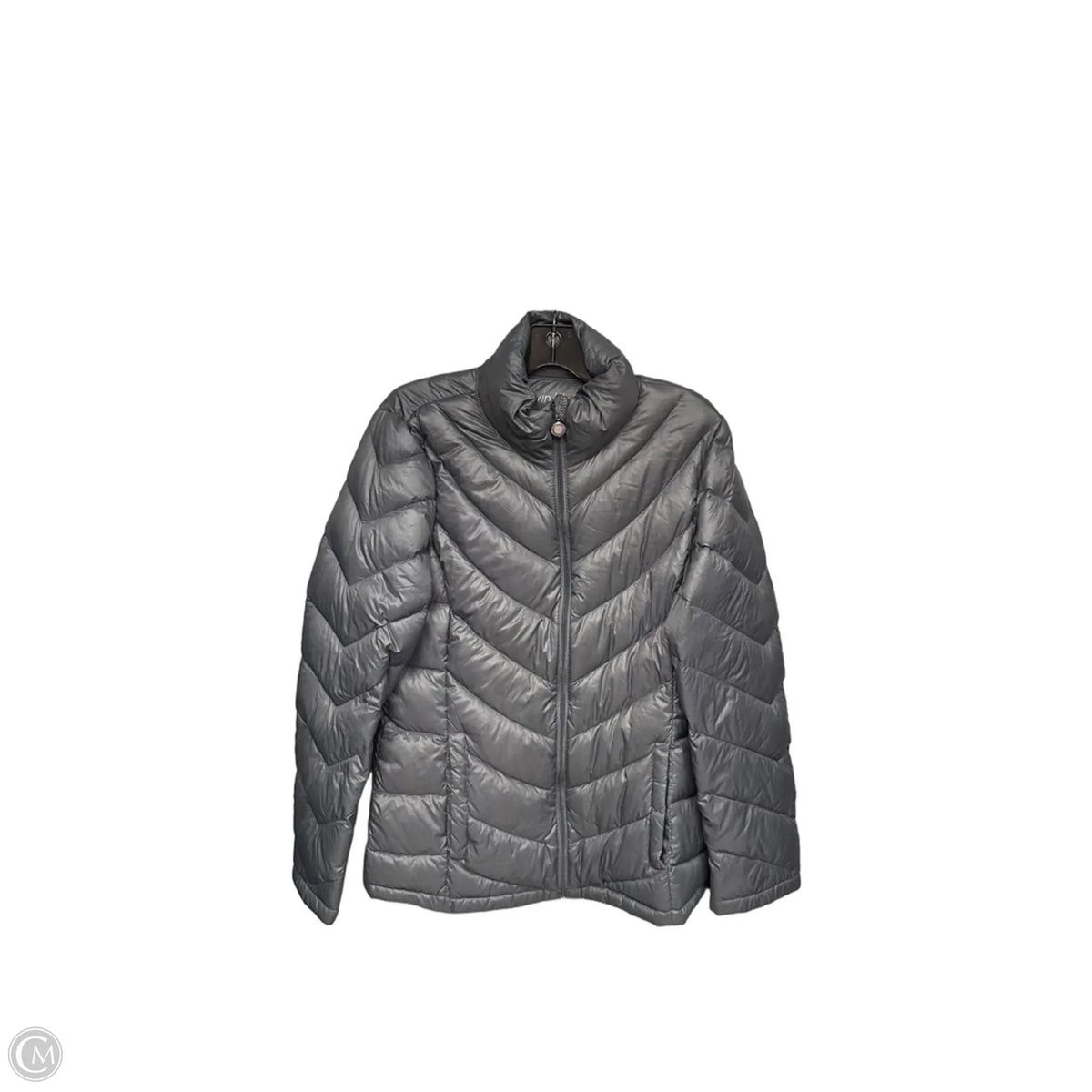 Jacket Puffer & Quilted By Calvin Klein In Grey, Size: M