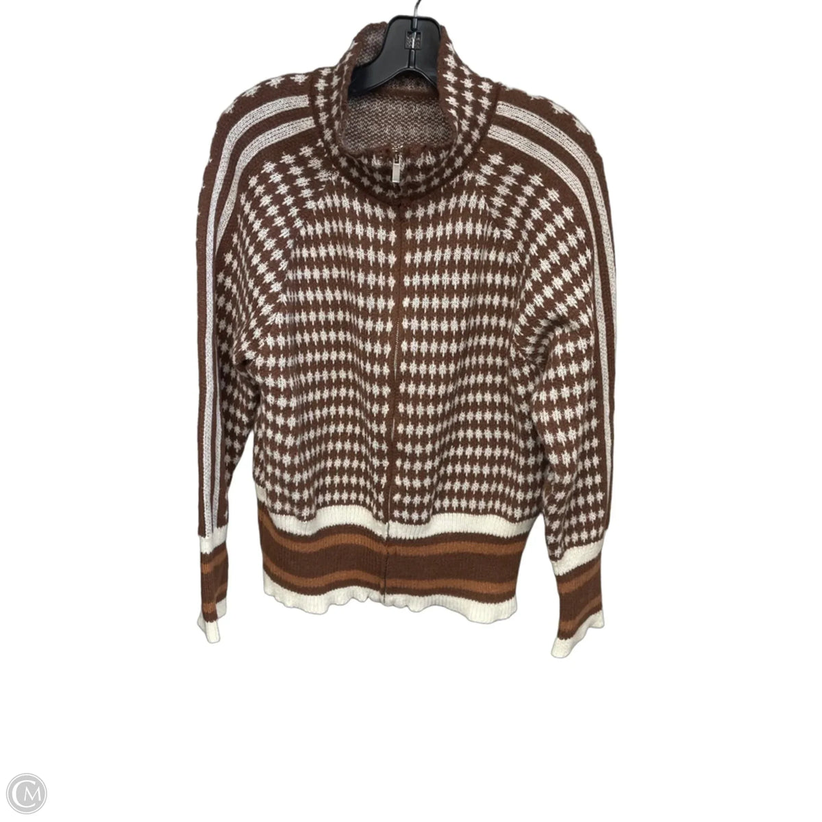 Sweater By Clothes Mentor In Brown & White, Size: L