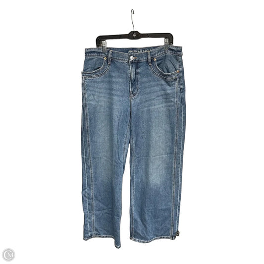Jeans Wide Leg By American Eagle In Blue Denim, Size: 14