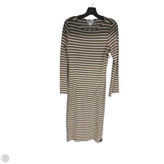 Dress Casual Midi By Morgan Taylor In Brown & White, Size: L