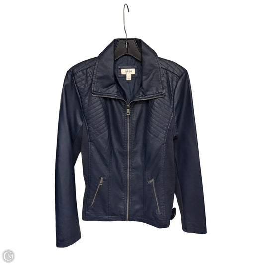 Jacket Moto By Style And Company In Blue, Size: S