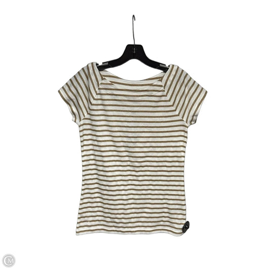 Top Short Sleeve By Lauren By Ralph Lauren In Gold & White, Size: L