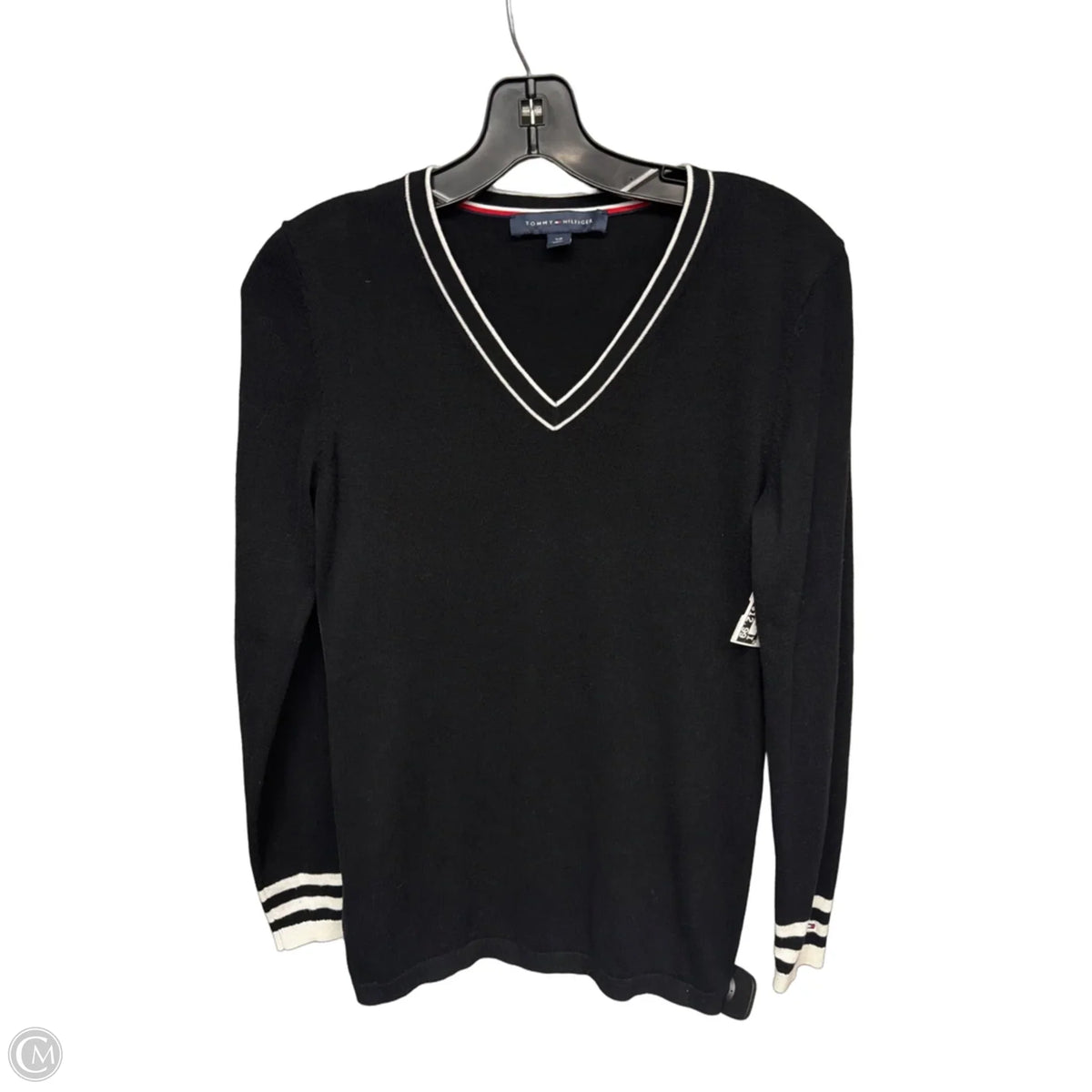 Top Long Sleeve By Tommy Hilfiger In Black & White, Size: S