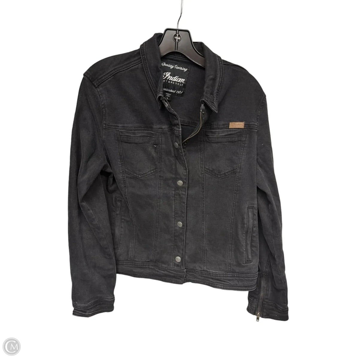 Jacket Denim By Clothes Mentor In Black, Size: L