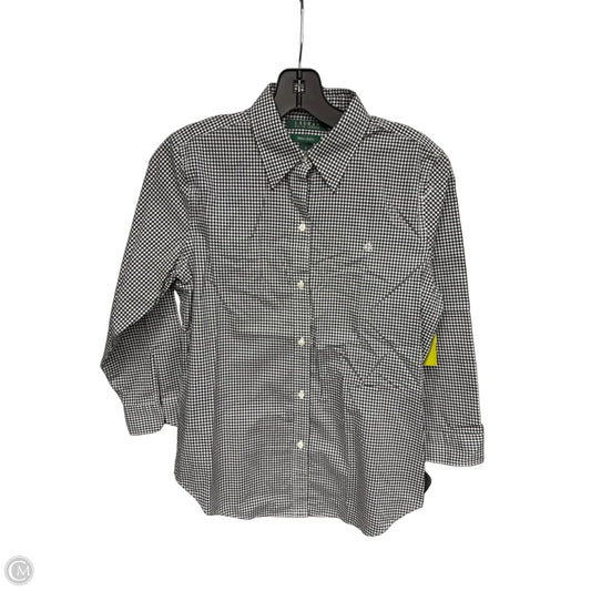Top Long Sleeve By Lauren By Ralph Lauren In Black & White, Size: S