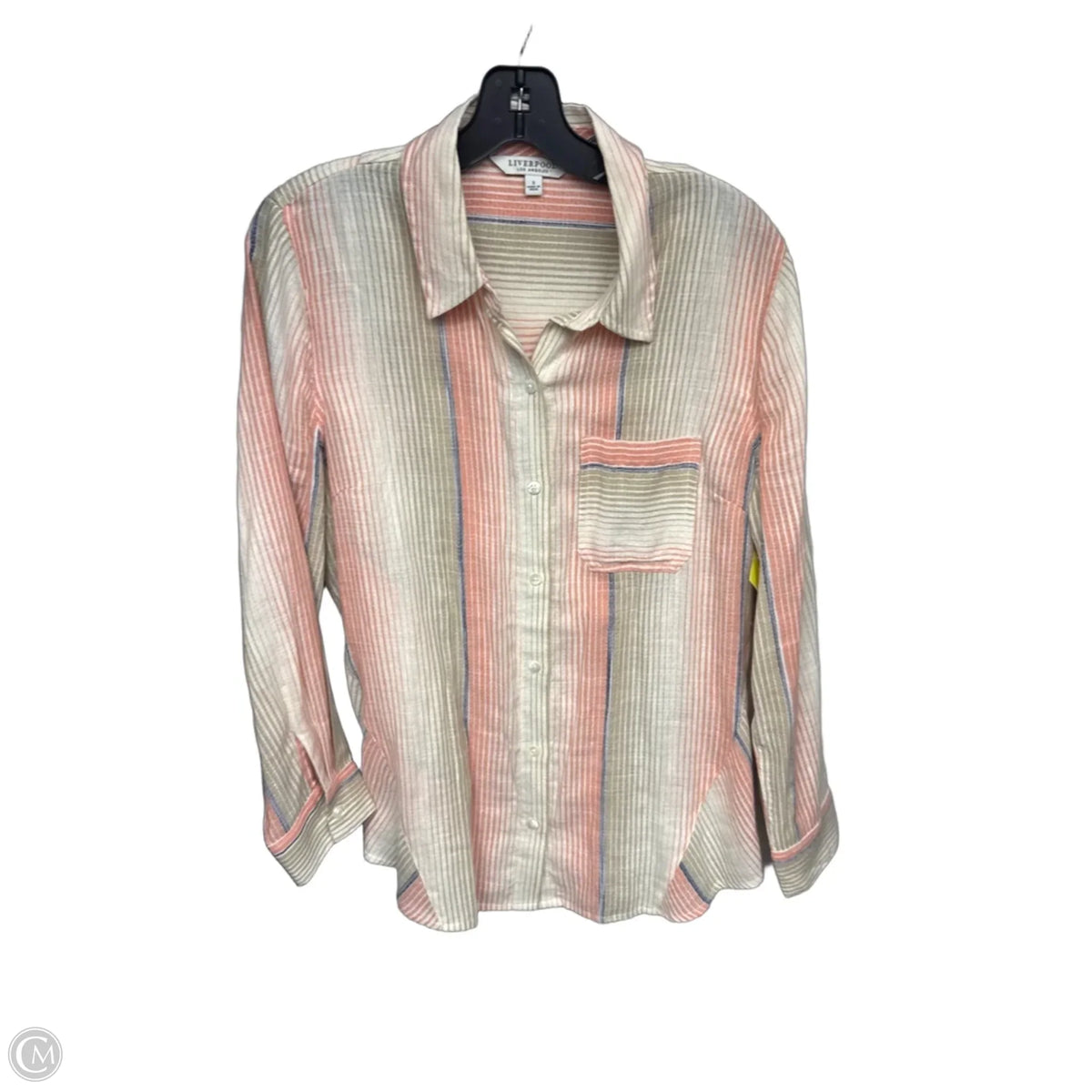 Top Long Sleeve By Liverpool In Striped Pattern, Size: S