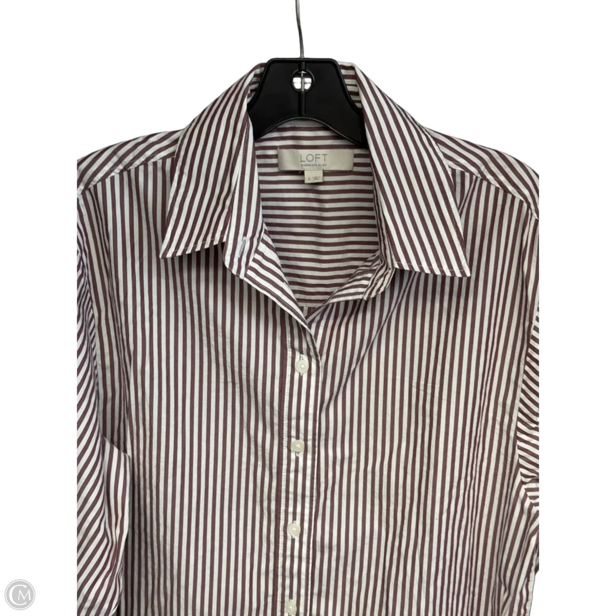 Blouse Long Sleeve By Loft In Striped Pattern, Size: S