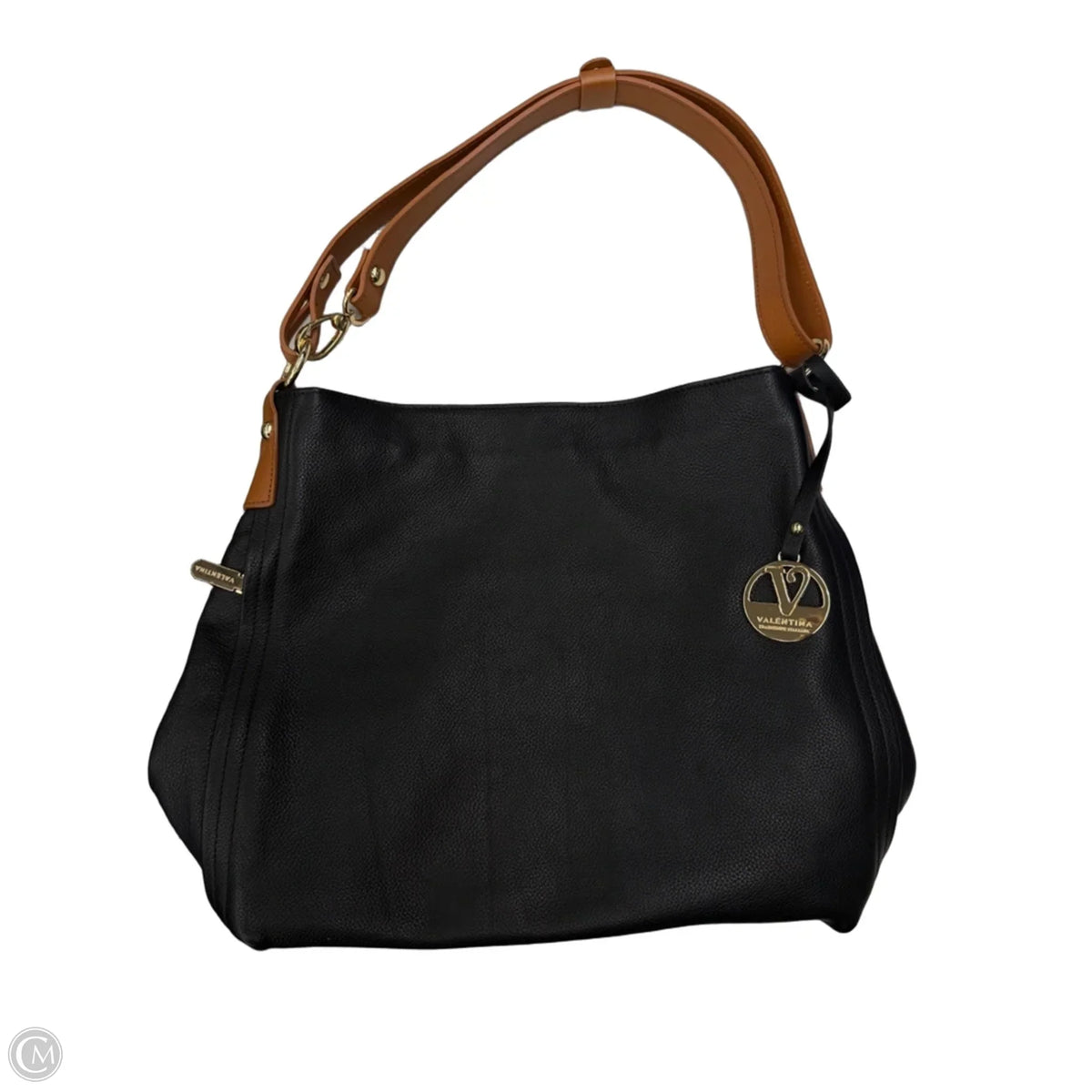 Handbag Leather By Valentina, Size: Large