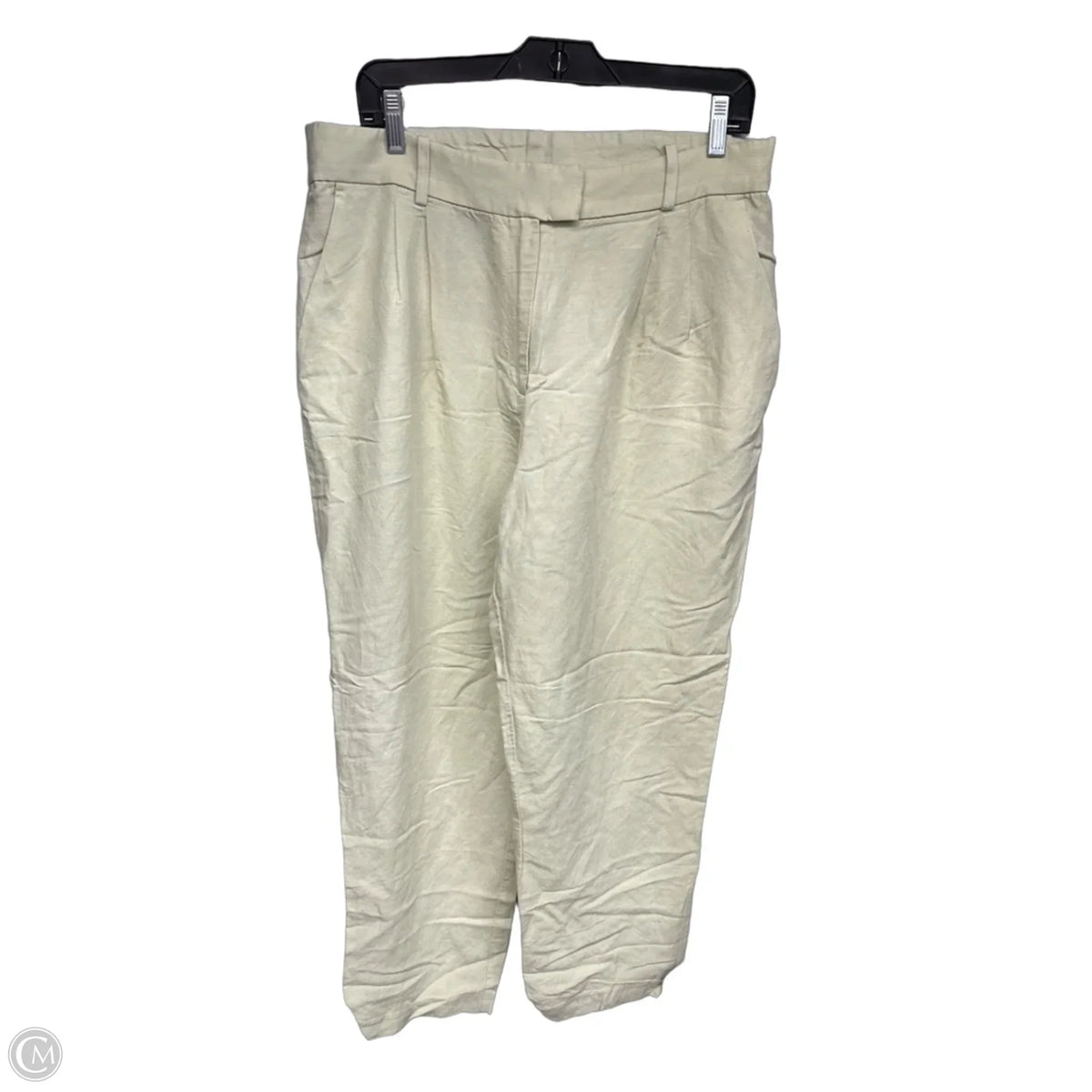 Pants Linen By H&m In Green, Size: 14