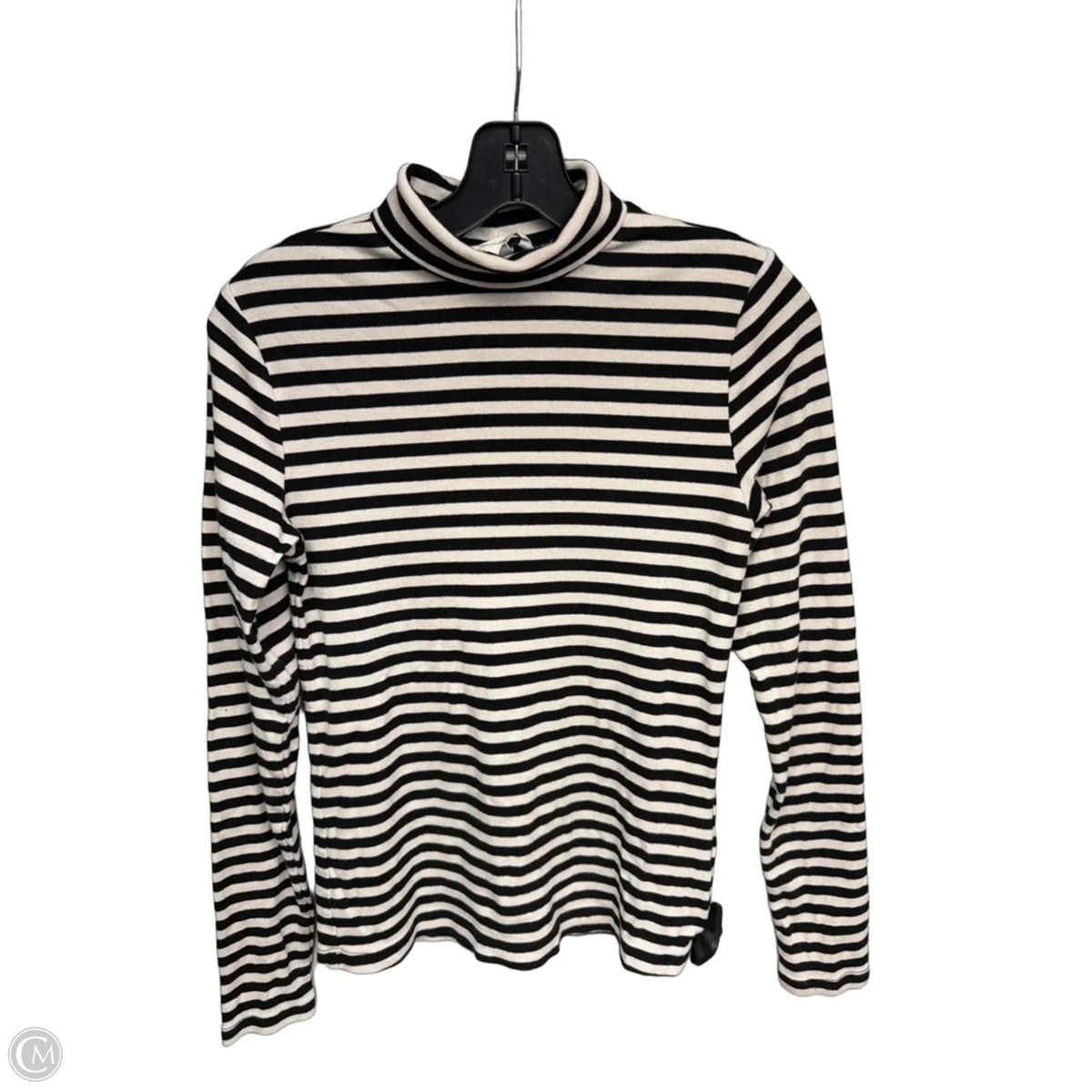 Top Long Sleeve Basic By H&m In Black & Cream, Size: L