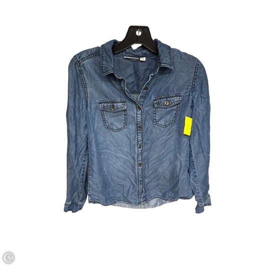 Top Long Sleeve By Halogen In Blue Denim, Size: Xxs