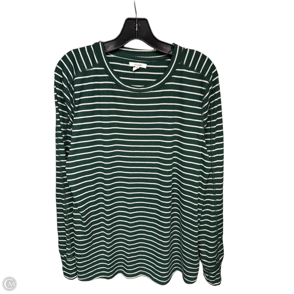 Top Long Sleeve By Maurices In Green & White, Size: L