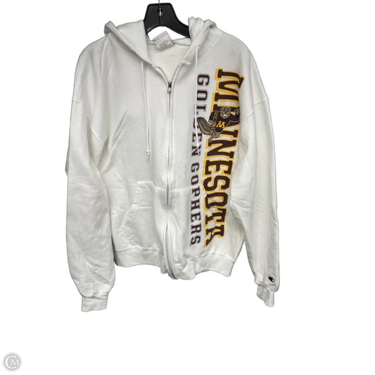Athletic Sweatshirt Hoodie By Champion In White, Size: L