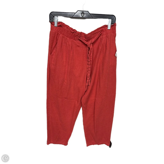 Pants Linen By Ambiance Apparel In Orange, Size: L