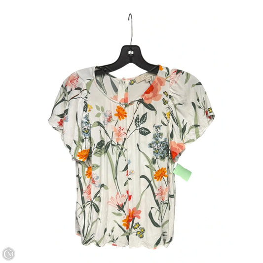 Top Short Sleeve By Loft In Floral Print, Size: S