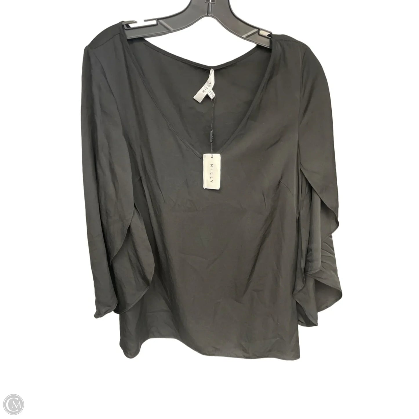 Top 3/4 Sleeve Designer By Milly In Black, Size: 12