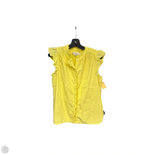 Top Sleeveless By Loft In Yellow, Size: S