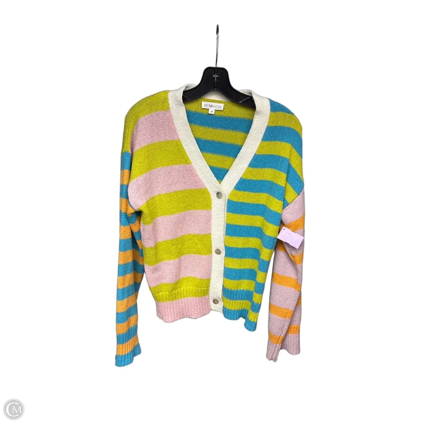 Cardigan By Clothes Mentor In Striped Pattern, Size: M