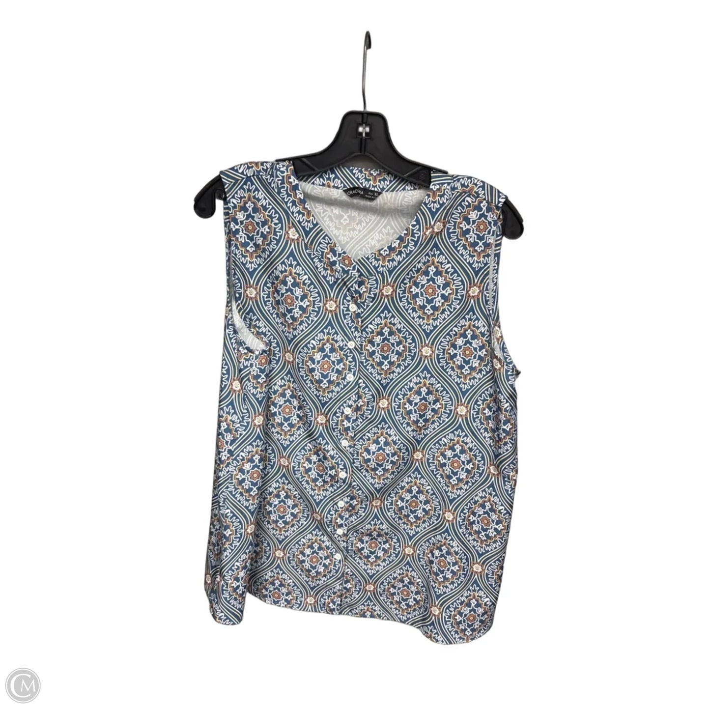 Top Sleeveless By Noracora In Blue & Yellow, Size: Xl