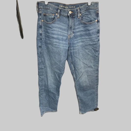 Jeans Straight By American Eagle In Blue Denim, Size: 10