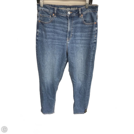 Jeans Straight By American Eagle In Blue Denim, Size: 10