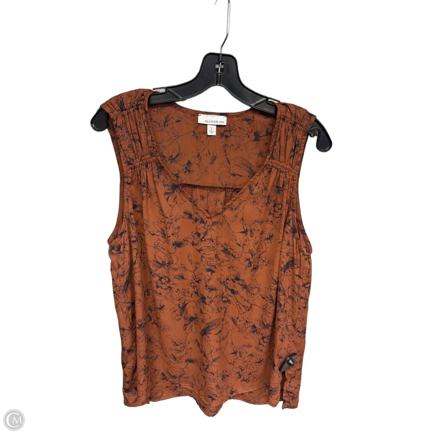 Top Sleeveless By Allison Joy In Black & Orange, Size: L