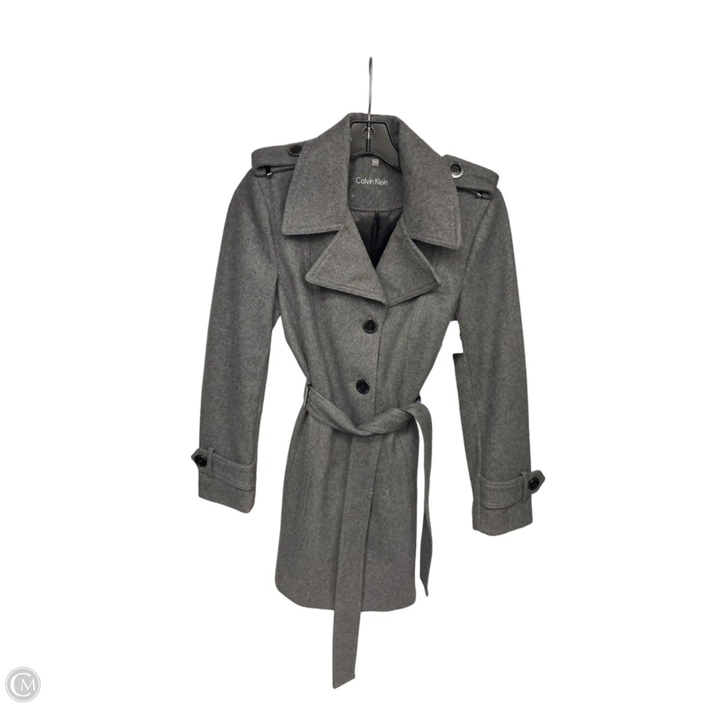 Coat Peacoat By Calvin Klein In Grey, Size: Xxs