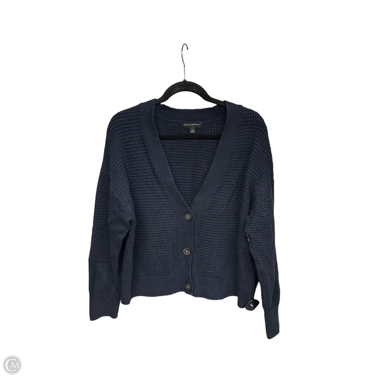 Sweater Cardigan By Banana Republic In Navy, Size: L