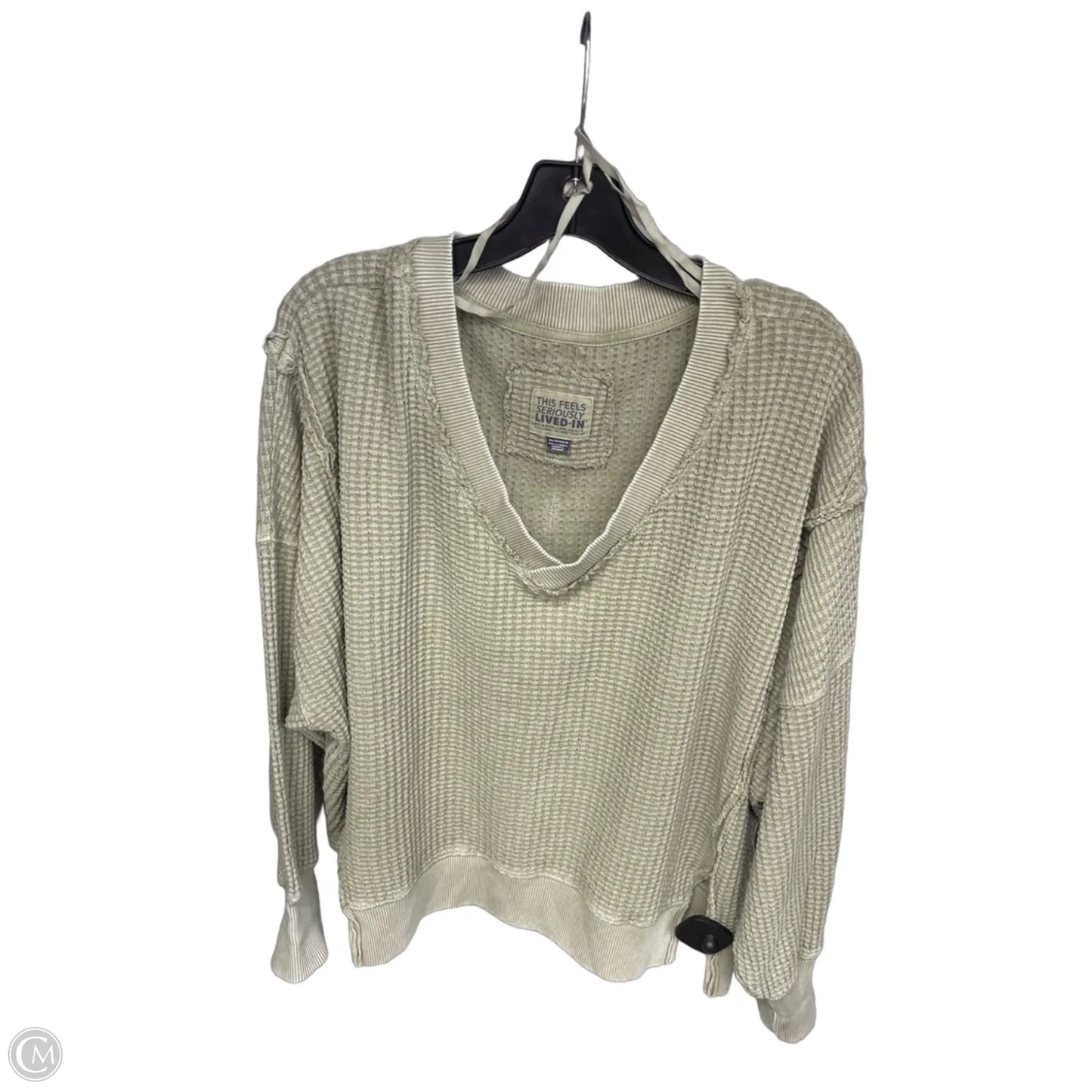 Top Long Sleeve By American Eagle In Green, Size: Xs