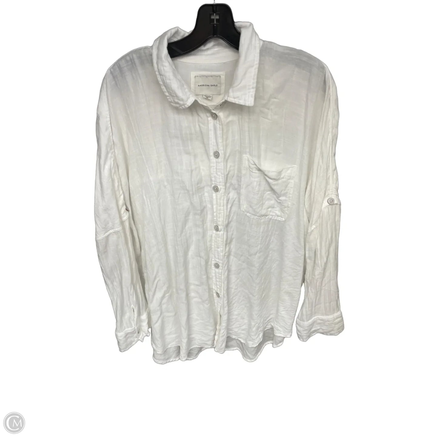 Top Long Sleeve By American Eagle In White, Size: S