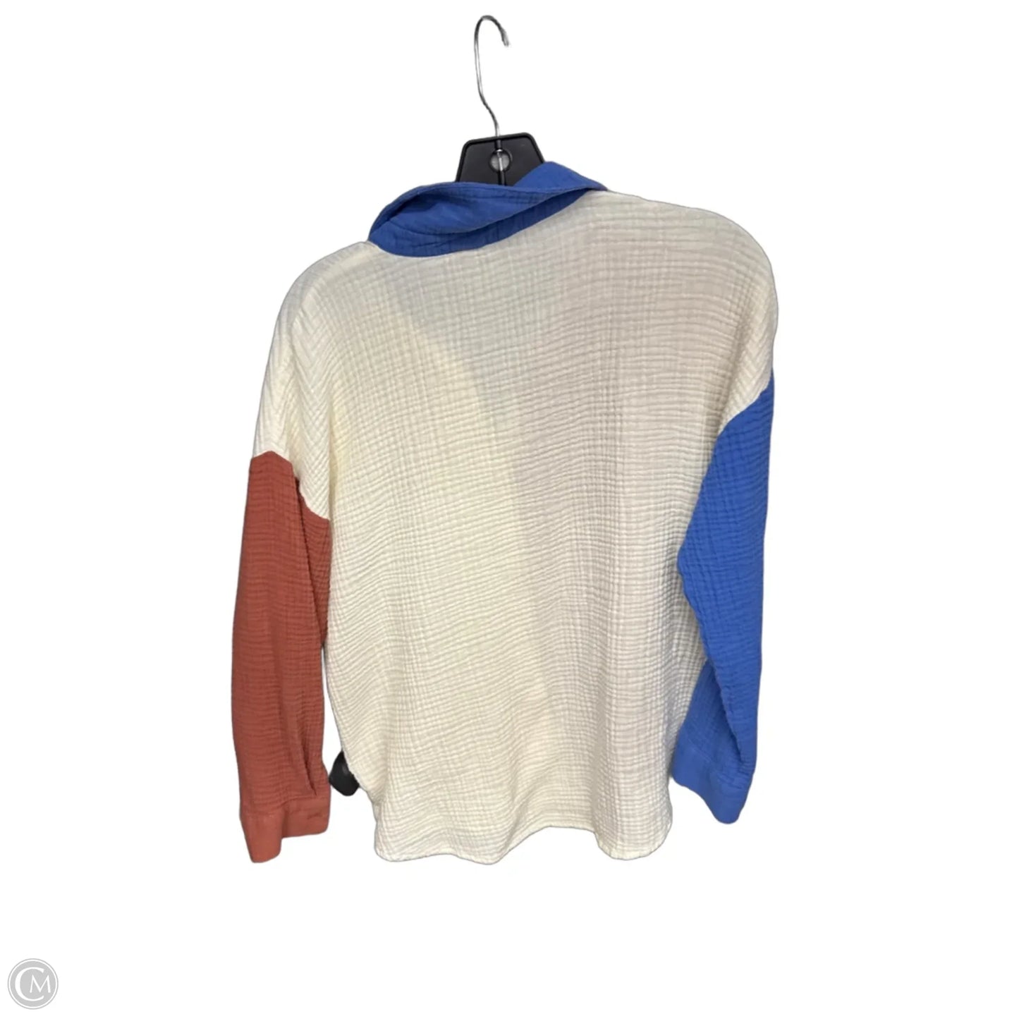 Top 3/4 Sleeve By Lush In Blue & Cream, Size: M