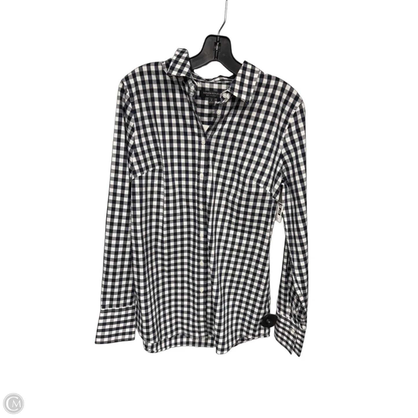 Blouse Long Sleeve By Banana Republic In Plaid Pattern, Size: 8