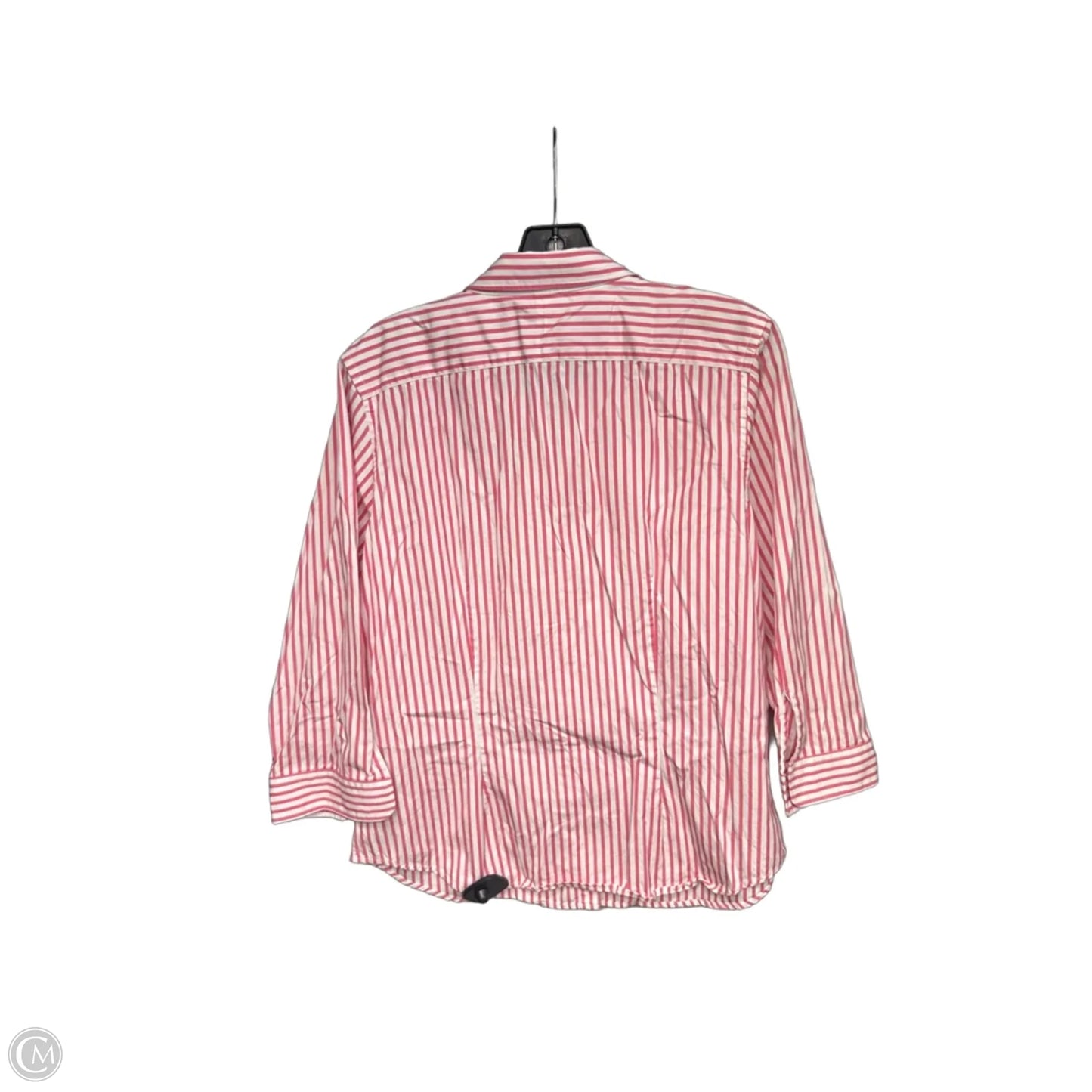 Blouse Long Sleeve By Lauren By Ralph Lauren In Pink & White, Size: L