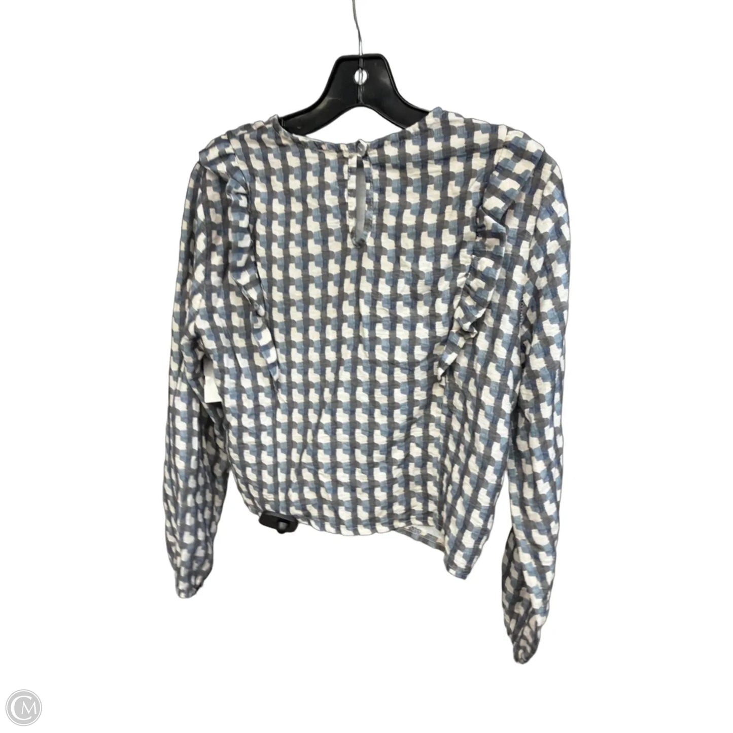 Top Long Sleeve By Clothes Mentor In Blue & White, Size: S