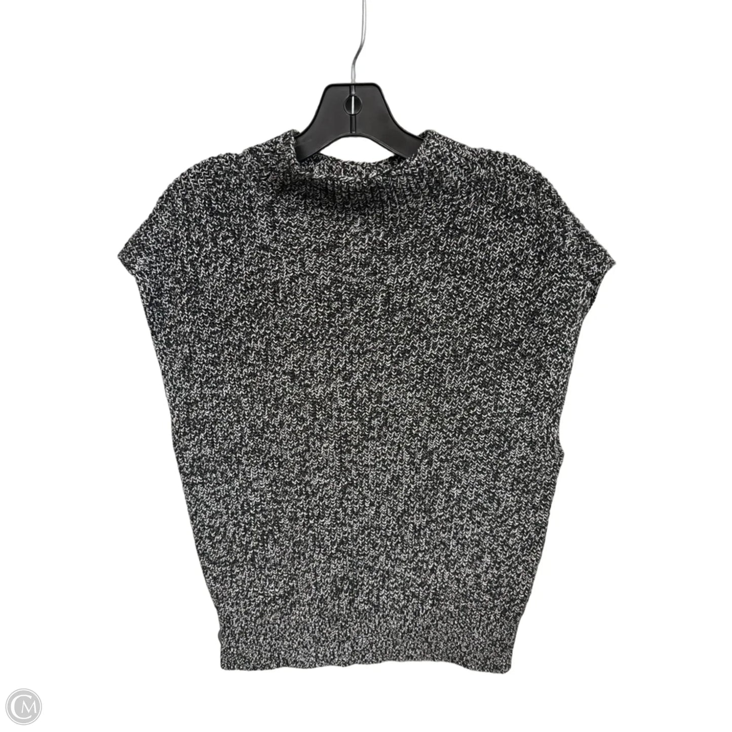Sweater Short Sleeve By Loft In Black & White, Size: L
