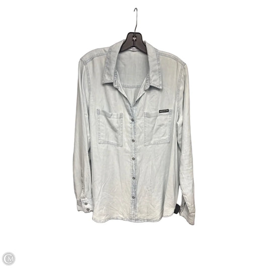 Blouse Long Sleeve By Calvin Klein In Blue, Size: Xl
