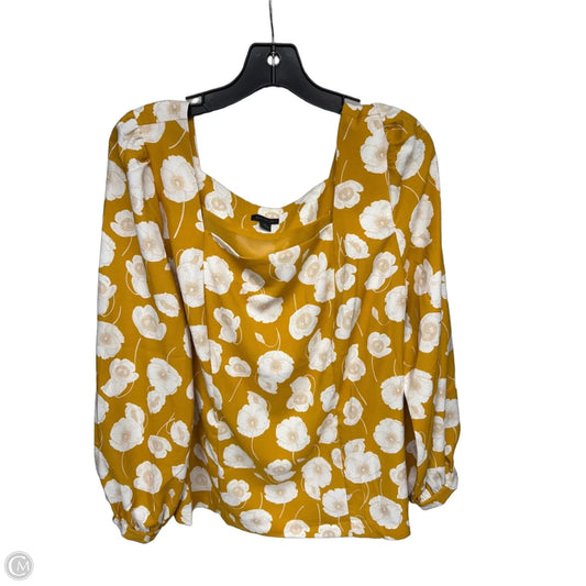 Blouse Long Sleeve By Ann Taylor In Yellow, Size: L
