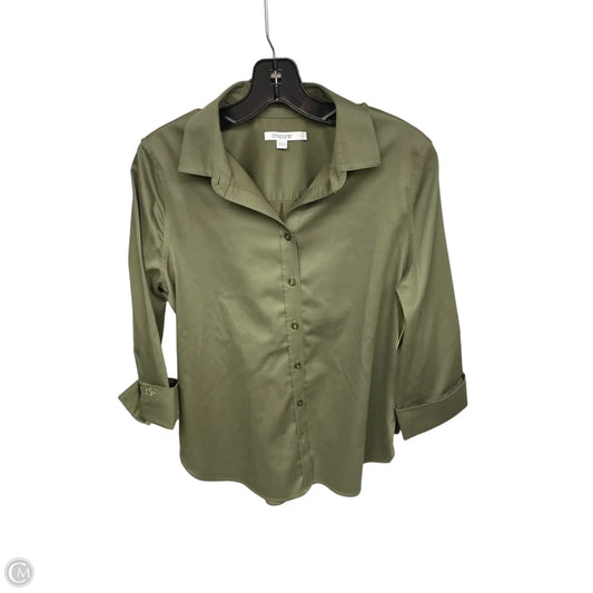 Blouse 3/4 Sleeve By Chicos In Green, Size: 0