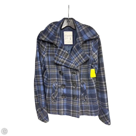 Coat Peacoat By Aeropostale In Blue & Grey, Size: M