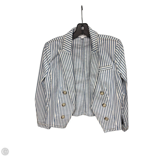 Jacket Denim By Chicos In Striped Pattern, Size: S