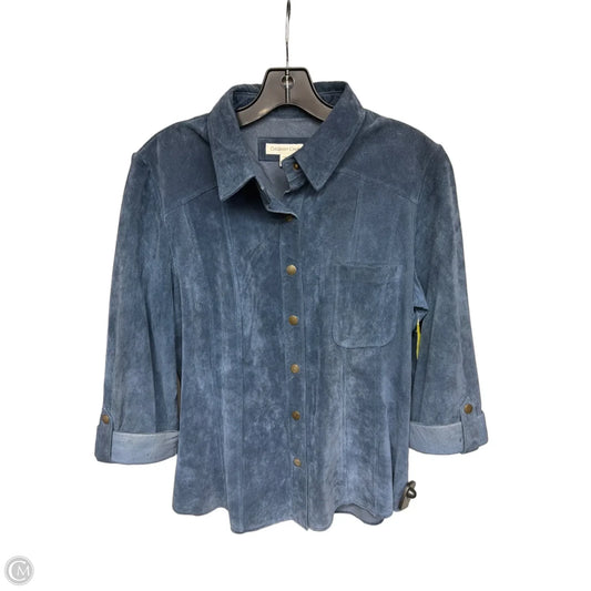 Jacket Leather By Coldwater Creek In Blue, Size: L
