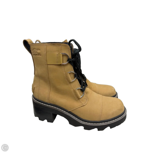 Boots Ankle Heels By Sorel In Tan, Size: 9.5