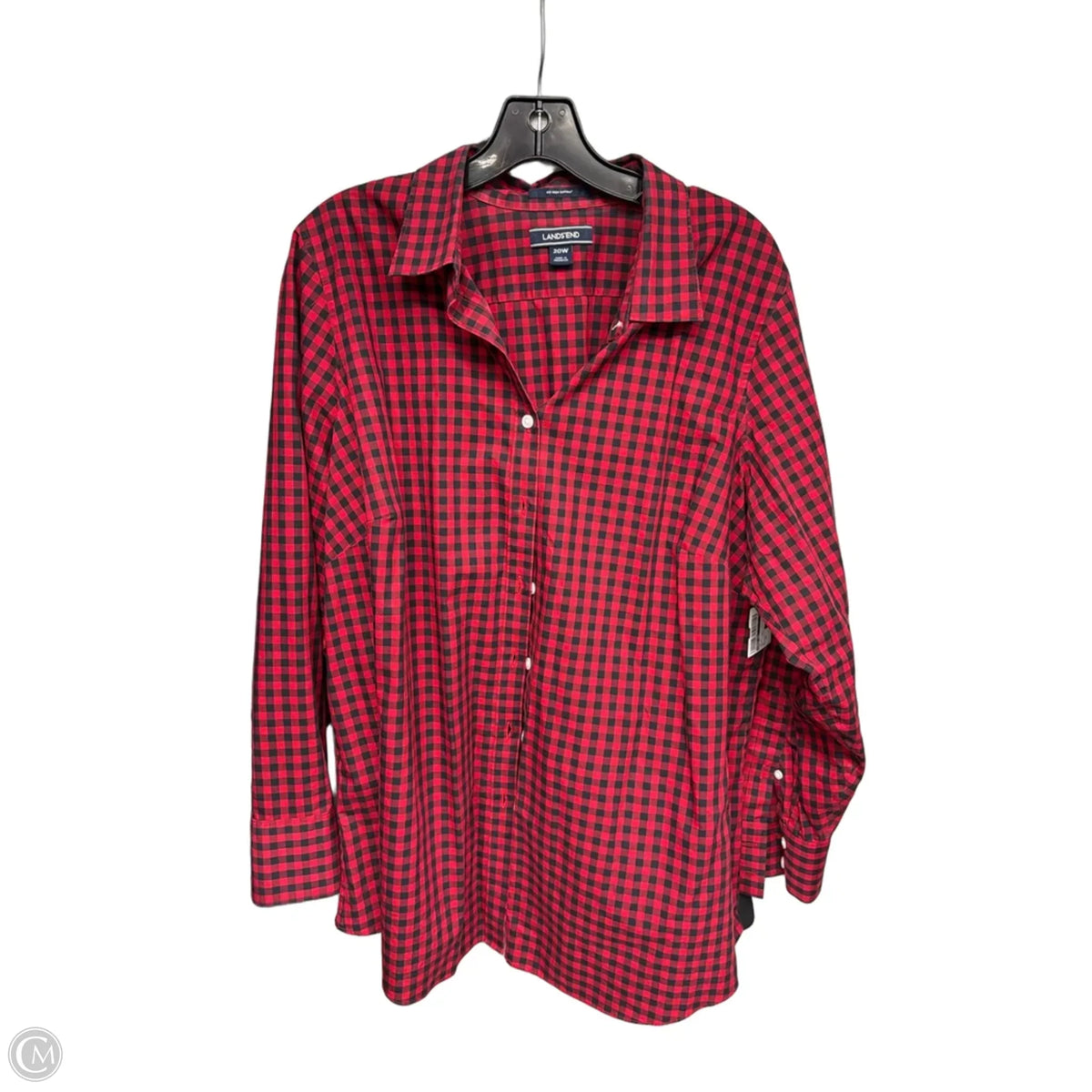 Top Long Sleeve By Lands End In Black & Red, Size: 2x