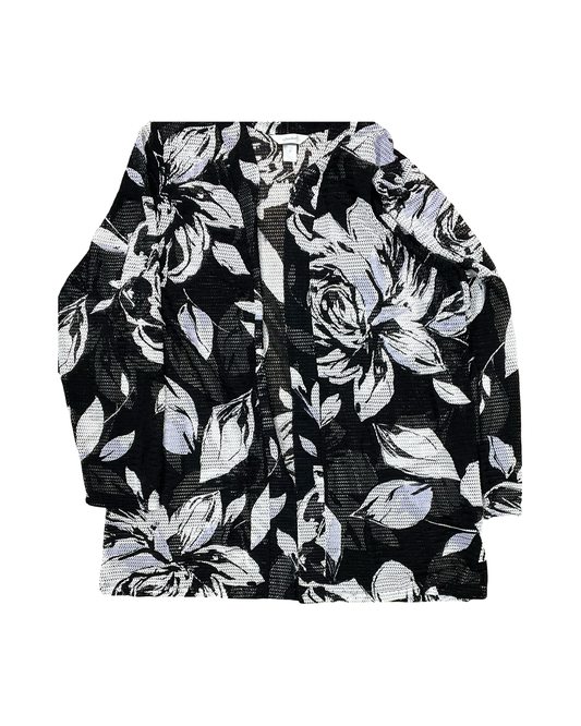 Cardigan By Cj Banks In Black & White, Size:2X