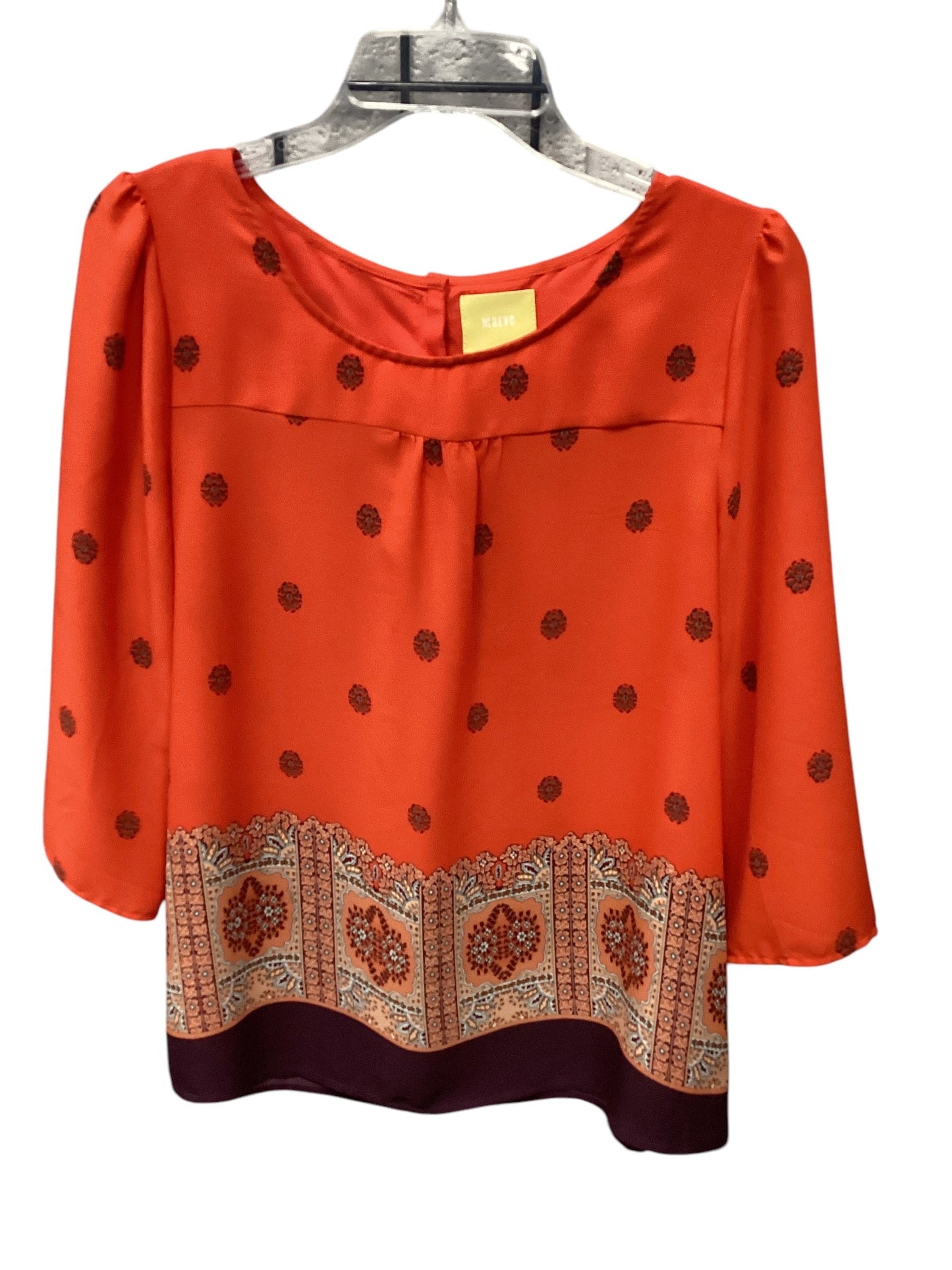 Top 3/4 Sleeve By Maeve In Orange & Red, Size: 12