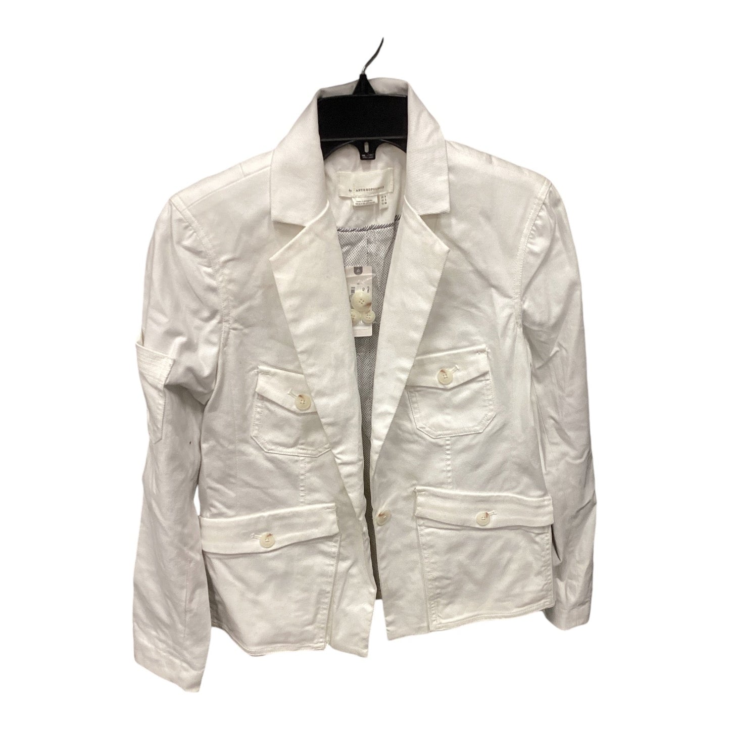 Jacket Denim By Anthropologie In White Denim, Size: 2