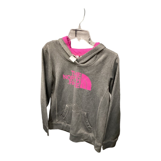 Athletic Sweatshirt Hoodie By The North Face In Grey & Pink, Size: M