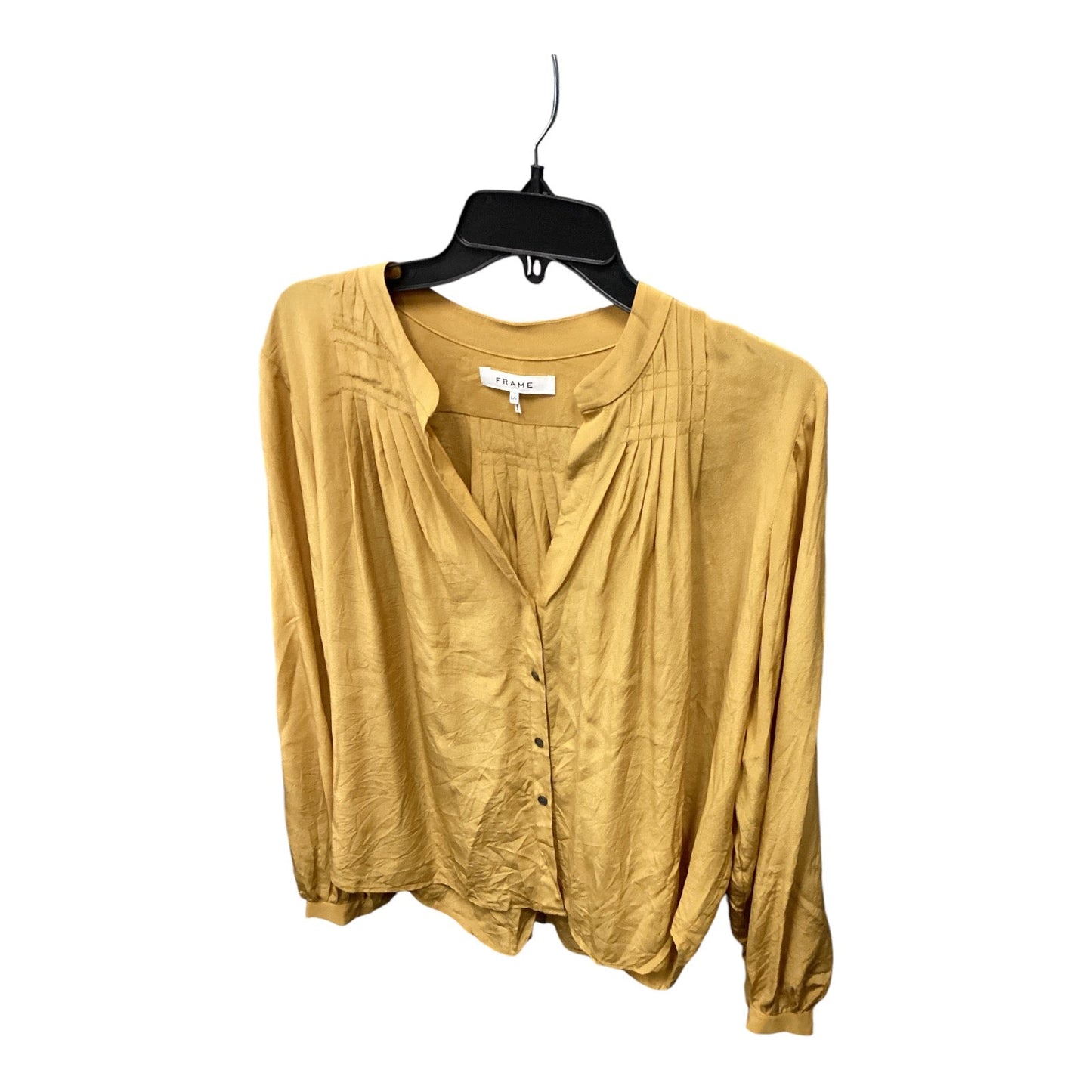 Blouse Long Sleeve By Frame In Yellow, Size: L