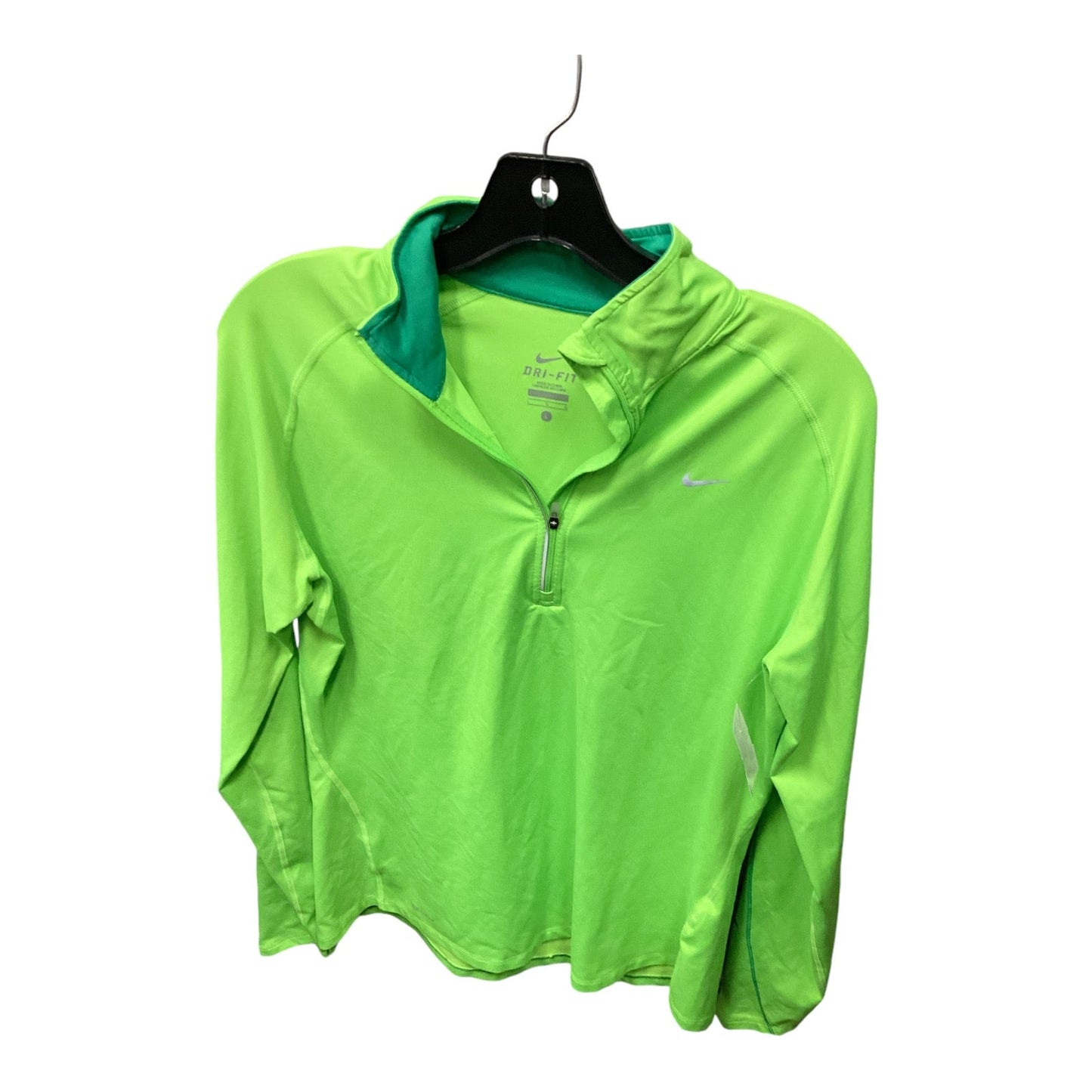 Athletic Top Long Sleeve Collar By Nike Apparel In Green, Size: L