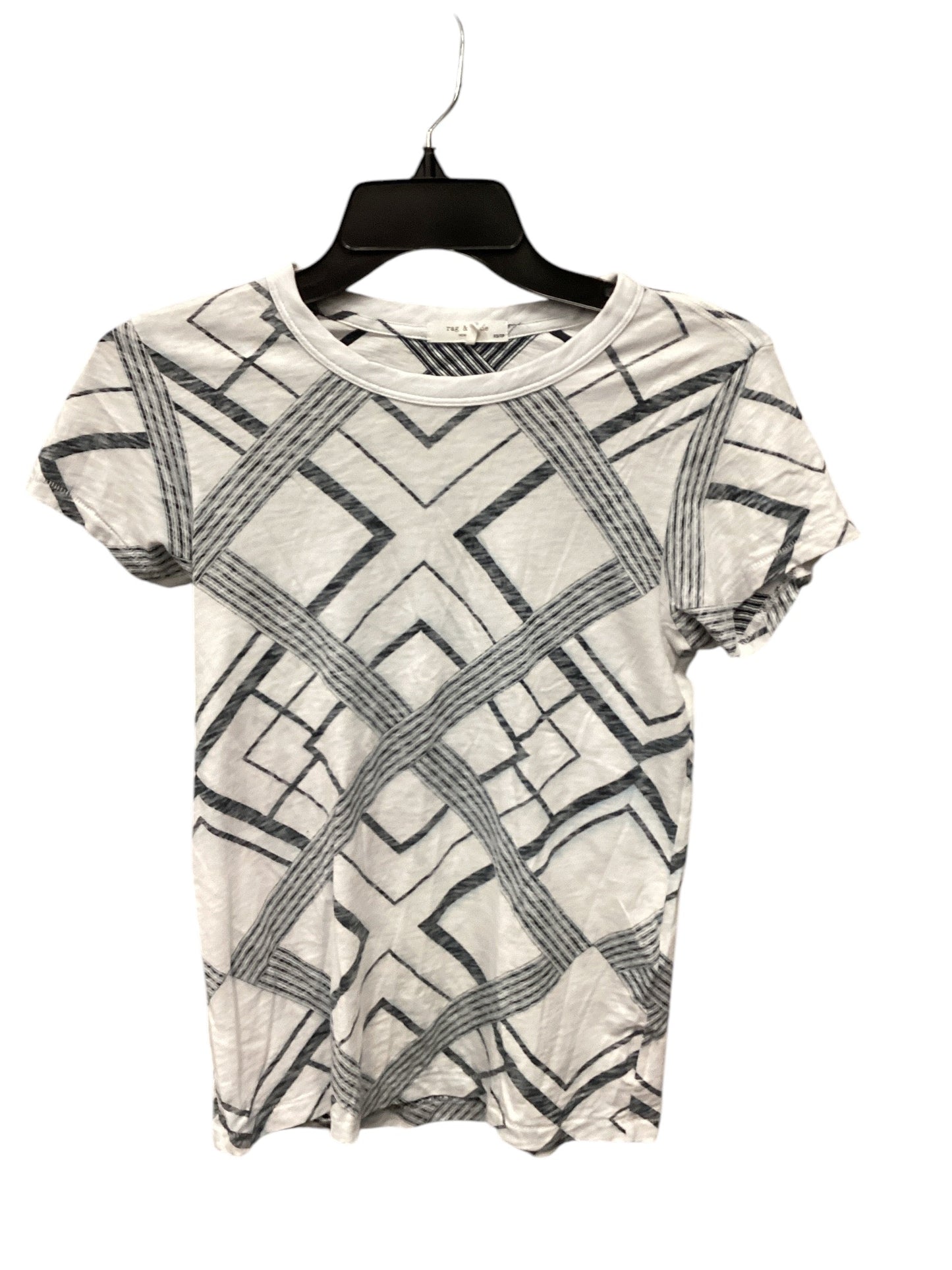 Top Short Sleeve By Rag And Bone In Black & White, Size: Xs